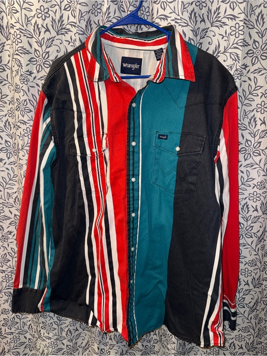 Wrangler Other - Wrangler Multi-Stripe Button-Down Shirt - Red, Teal, Black